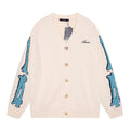 AMIRI Cotton V-Neck Bones Cardigan Sweater Apricot