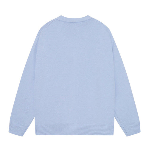 AMIRI Cotton V-Neck Bones Cardigan Sweater Blue