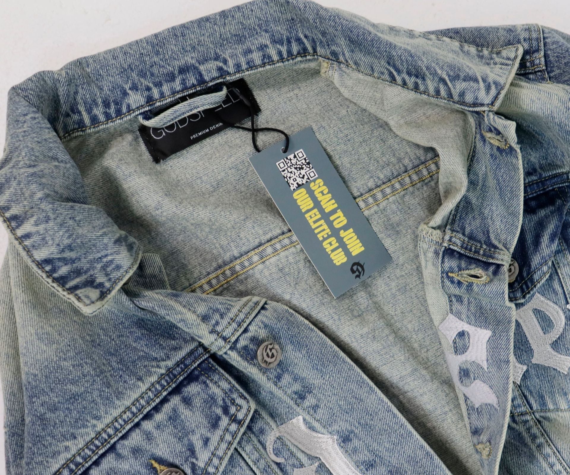 Godspeed Embroidered Letter Denim Jacket