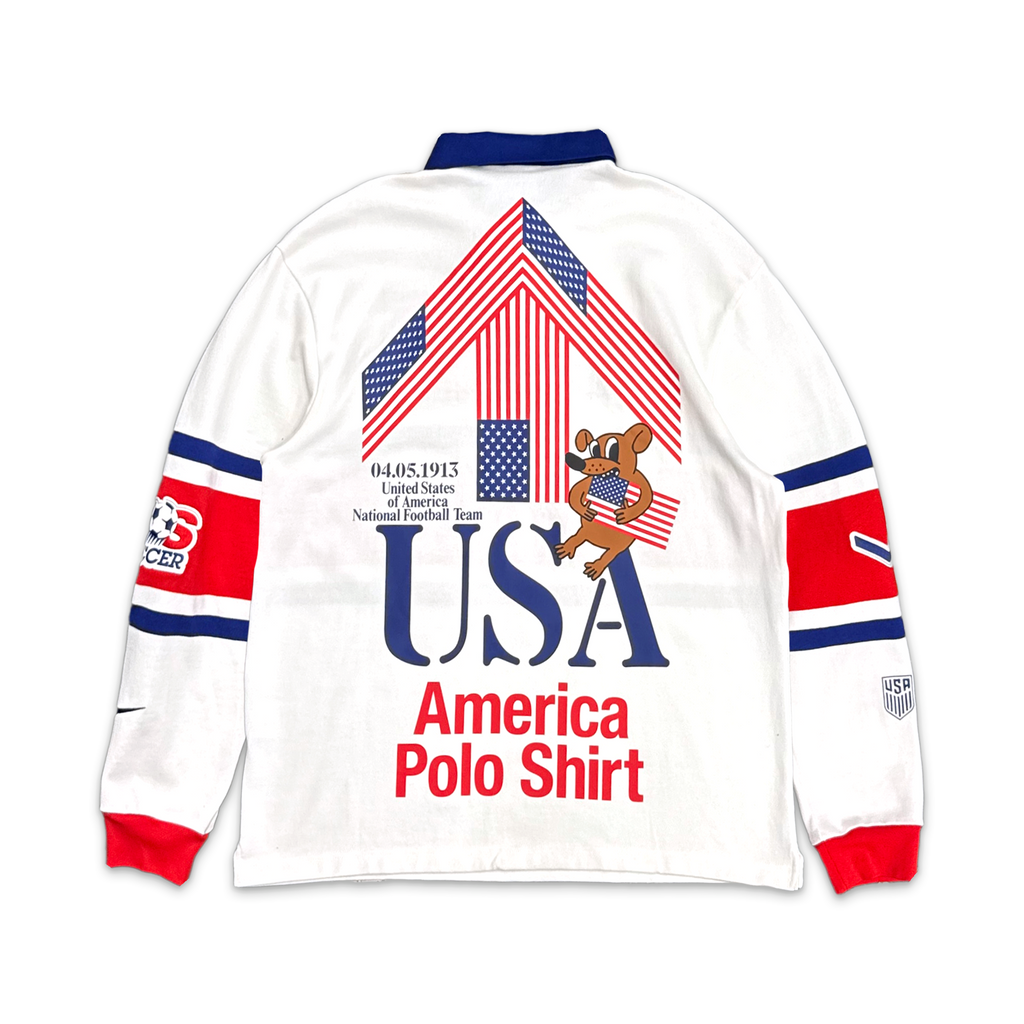 x USMNT x V.A.A. L/S Rugby Top "White/Challenge Red/Deep Royal Blue"