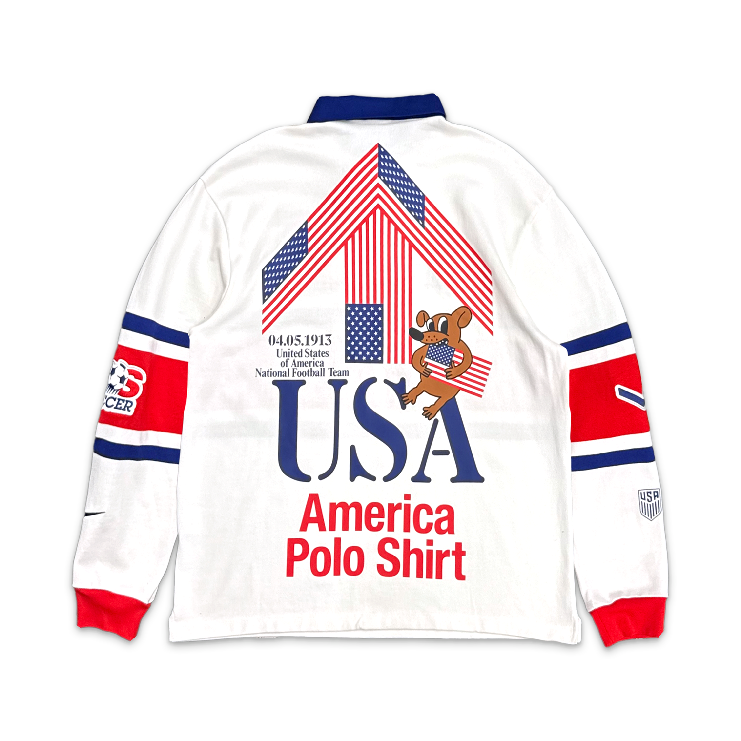 x USMNT x V.A.A. L/S Rugby Top "White/Challenge Red/Deep Royal Blue"
