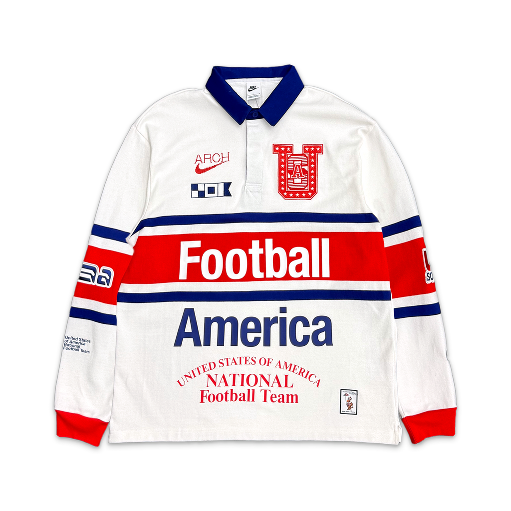x USMNT x V.A.A. L/S Rugby Top "White/Challenge Red/Deep Royal Blue"